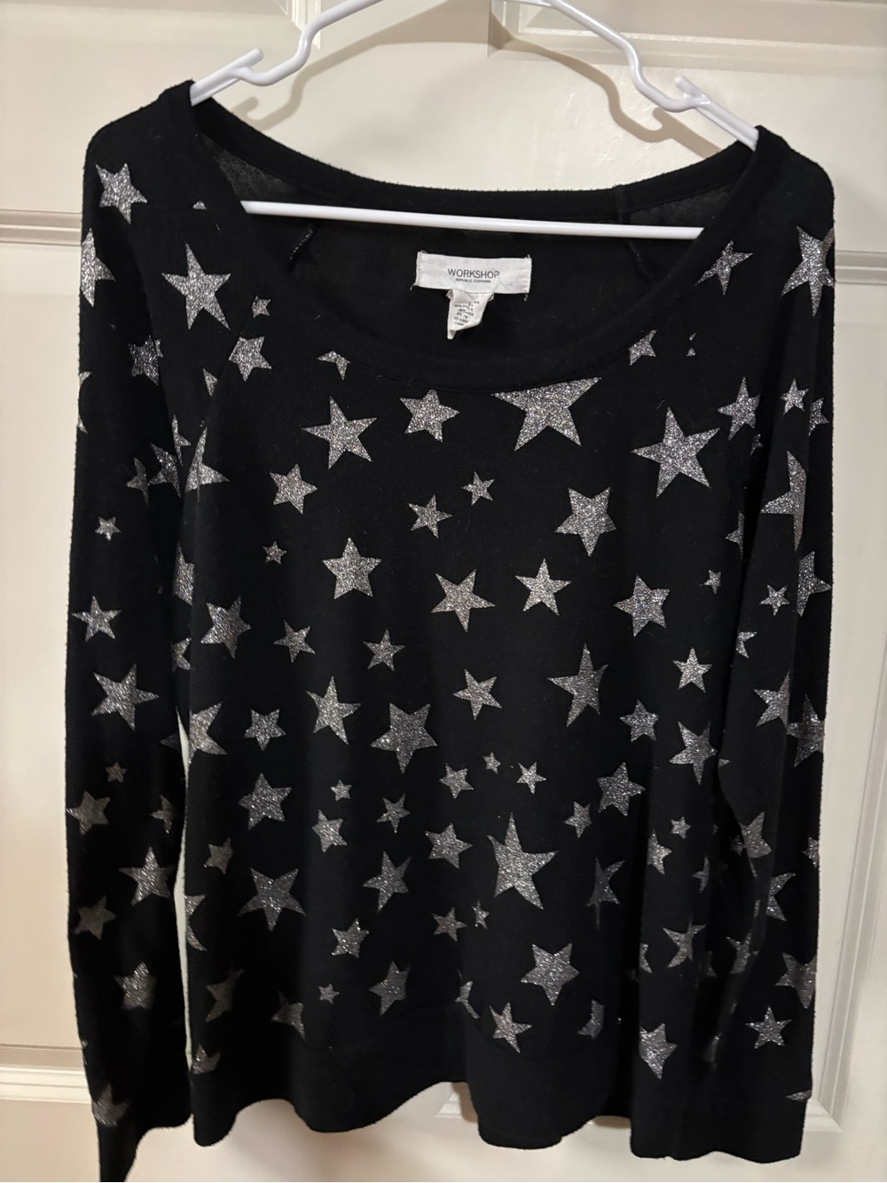Workshop Republic Clothing Black Sweater with Silver Star Print